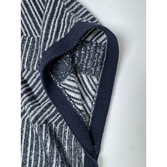 Unbranded Knit Button Down Sweater Cape Women One Size Blue Gray Striped Coastal - Picture 5 of 12